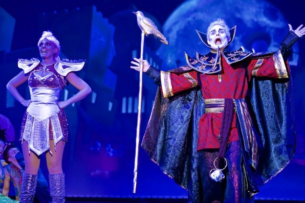 Genie of the Ring (Naomi Rocke) and Abanazer (Rhydian)